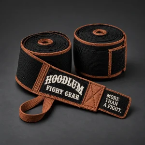 180 Hand Wraps — Black / Copper — Three-quarter view (AI demo concept)