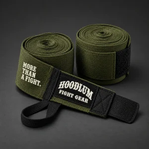 180 Hand Wraps — Olive / Carbon — Three-quarter view (AI demo concept)