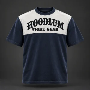Arena Contrast Tee — Midnight / Ice — Front view (AI demo concept)