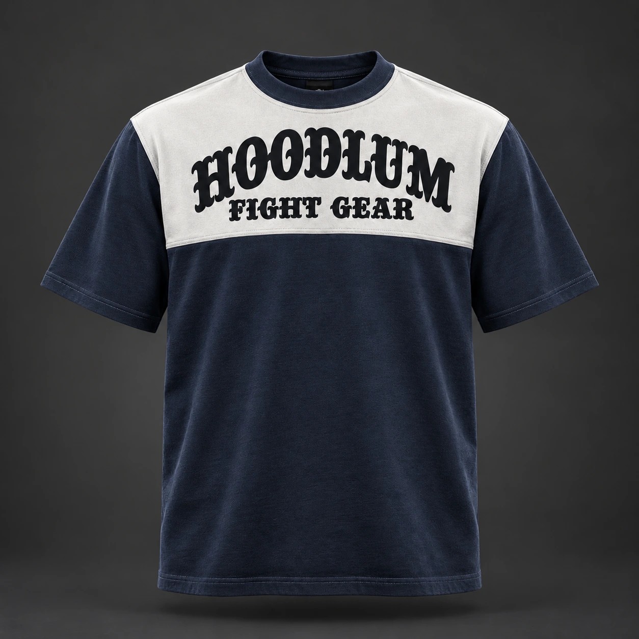 Arena Contrast Tee — Midnight / Ice — Front view (AI demo concept)