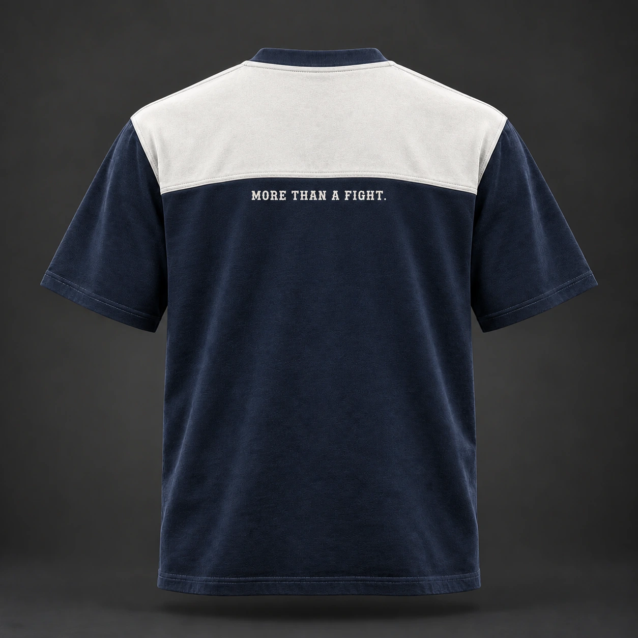 Arena Contrast Tee — Midnight / Ice — Back view (AI demo concept)
