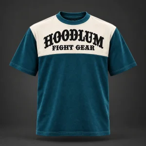 Arena Contrast Tee — Petrol / Chalk — Front view (AI demo concept)