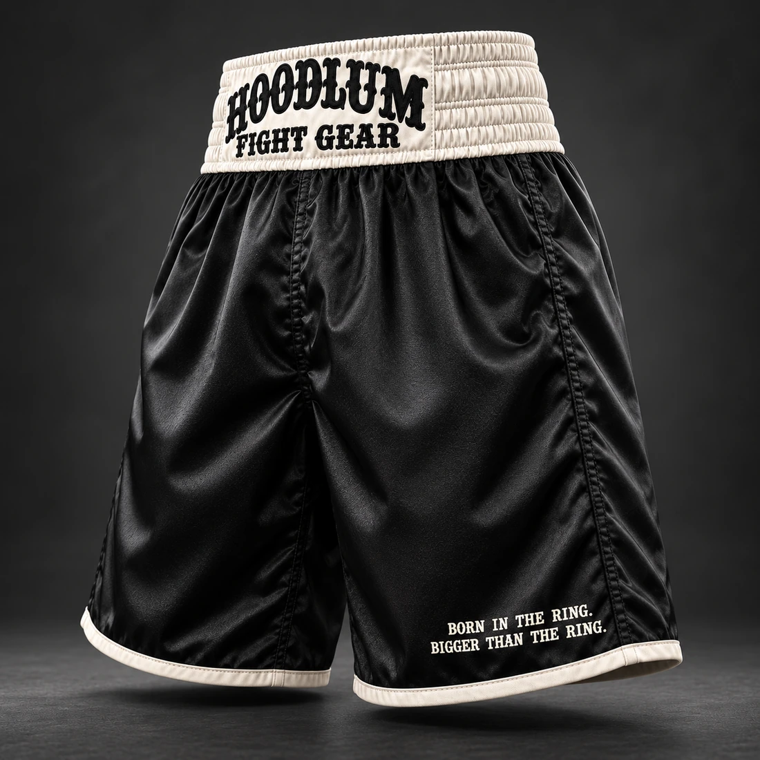 Beyond Ring Boxing Shorts — Three-quarter view (AI demo concept)