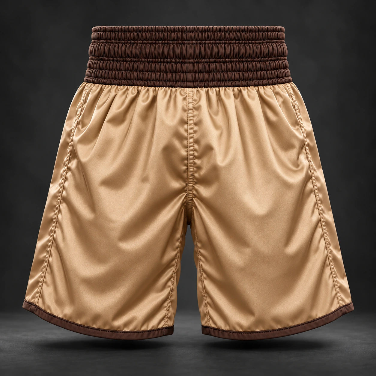 Beyond Ring Boxing Shorts — Camel / Espresso — Back view (AI demo concept)