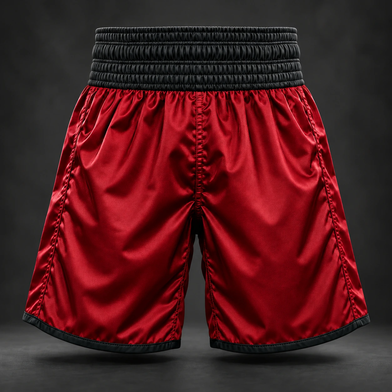 Beyond Ring Boxing Shorts — Crimson / Onyx — Back view (AI demo concept)