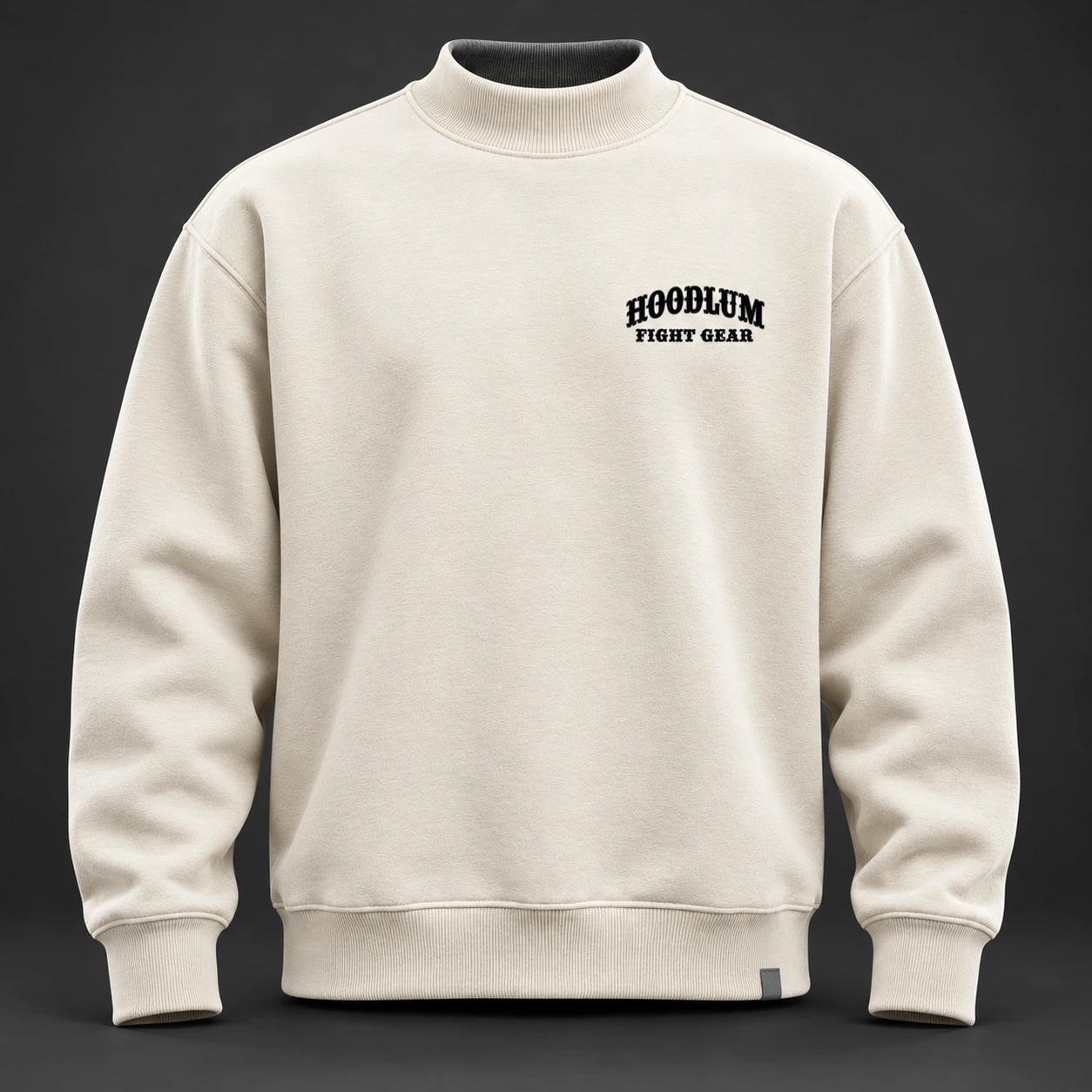 Beyond Ring Mockneck — Bone / Graphite — Front view (AI demo concept)