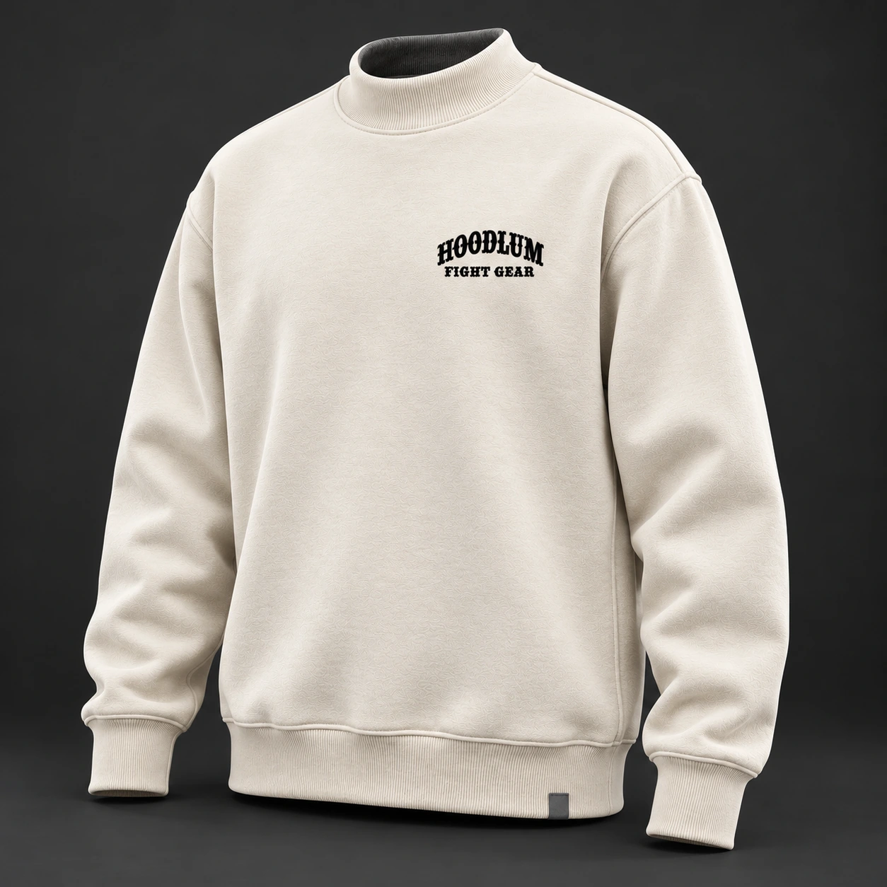 Beyond Ring Mockneck — Bone / Graphite — Three-quarter view (AI demo concept)