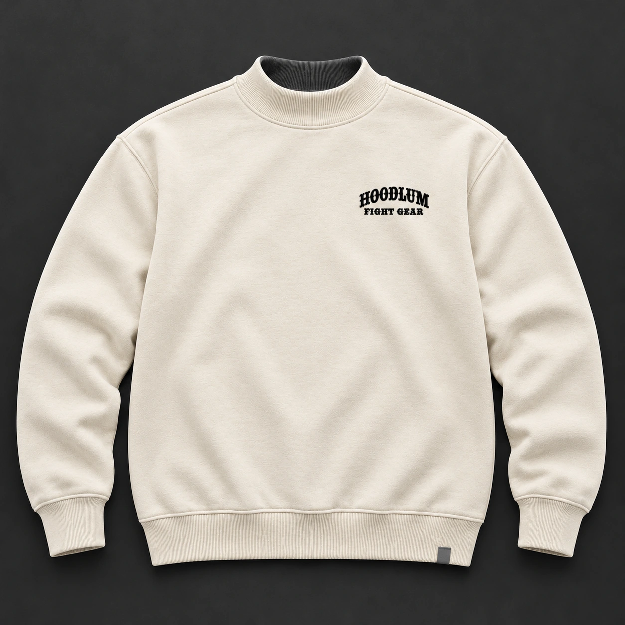 Beyond Ring Mockneck — Bone / Graphite — Flat-lay view (AI demo concept)