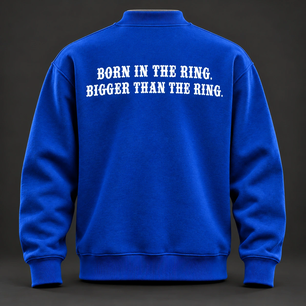 Beyond Ring Mockneck — Cobalt / Steel — Back view (AI demo concept)