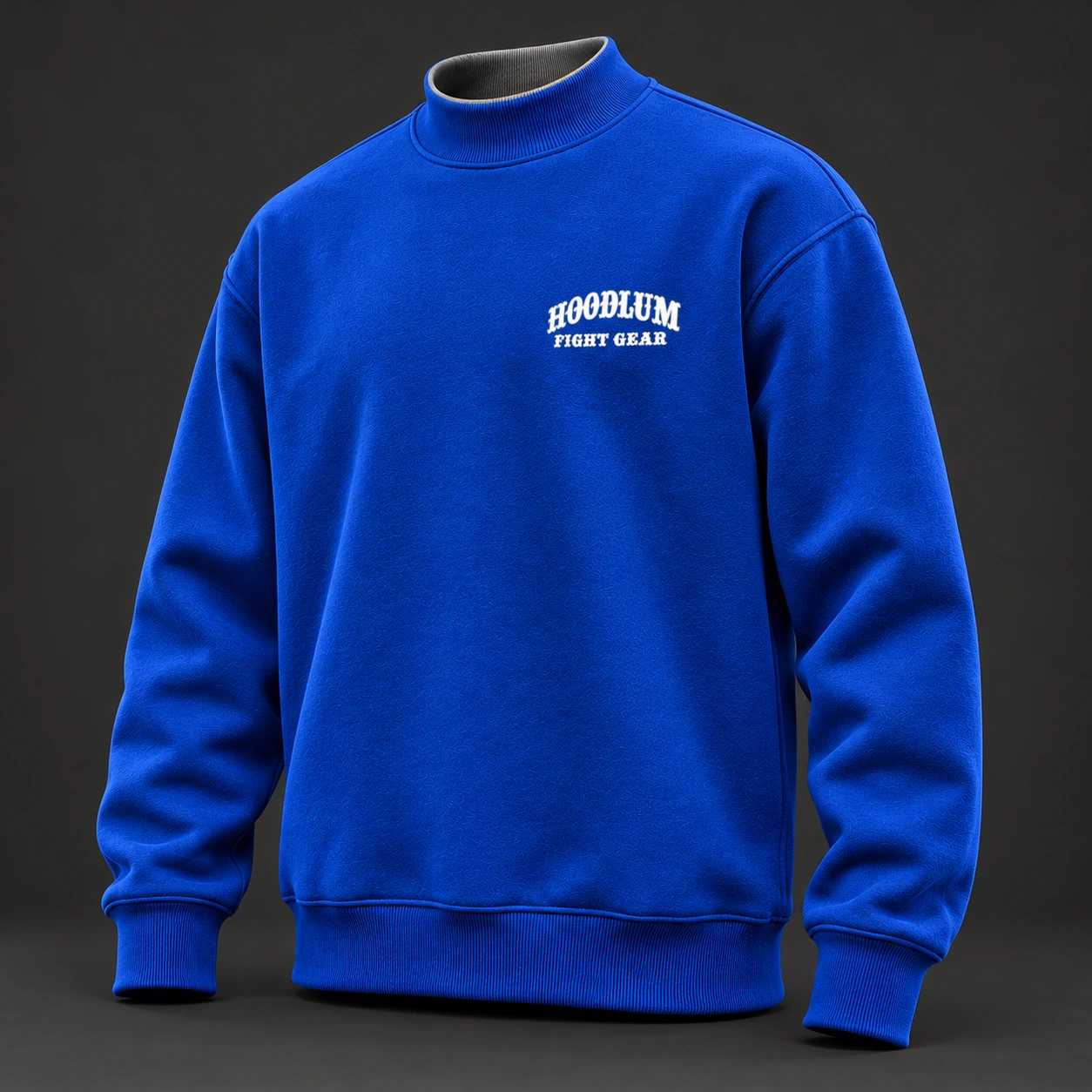 Beyond Ring Mockneck — Cobalt / Steel — Three-quarter view (AI demo concept)