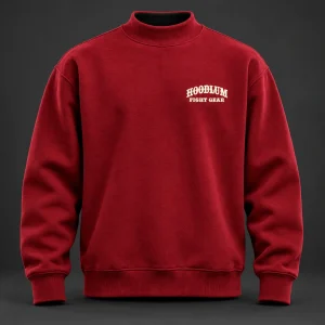 Beyond Ring Mockneck — Crimson / Onyx — Front view (AI demo concept)