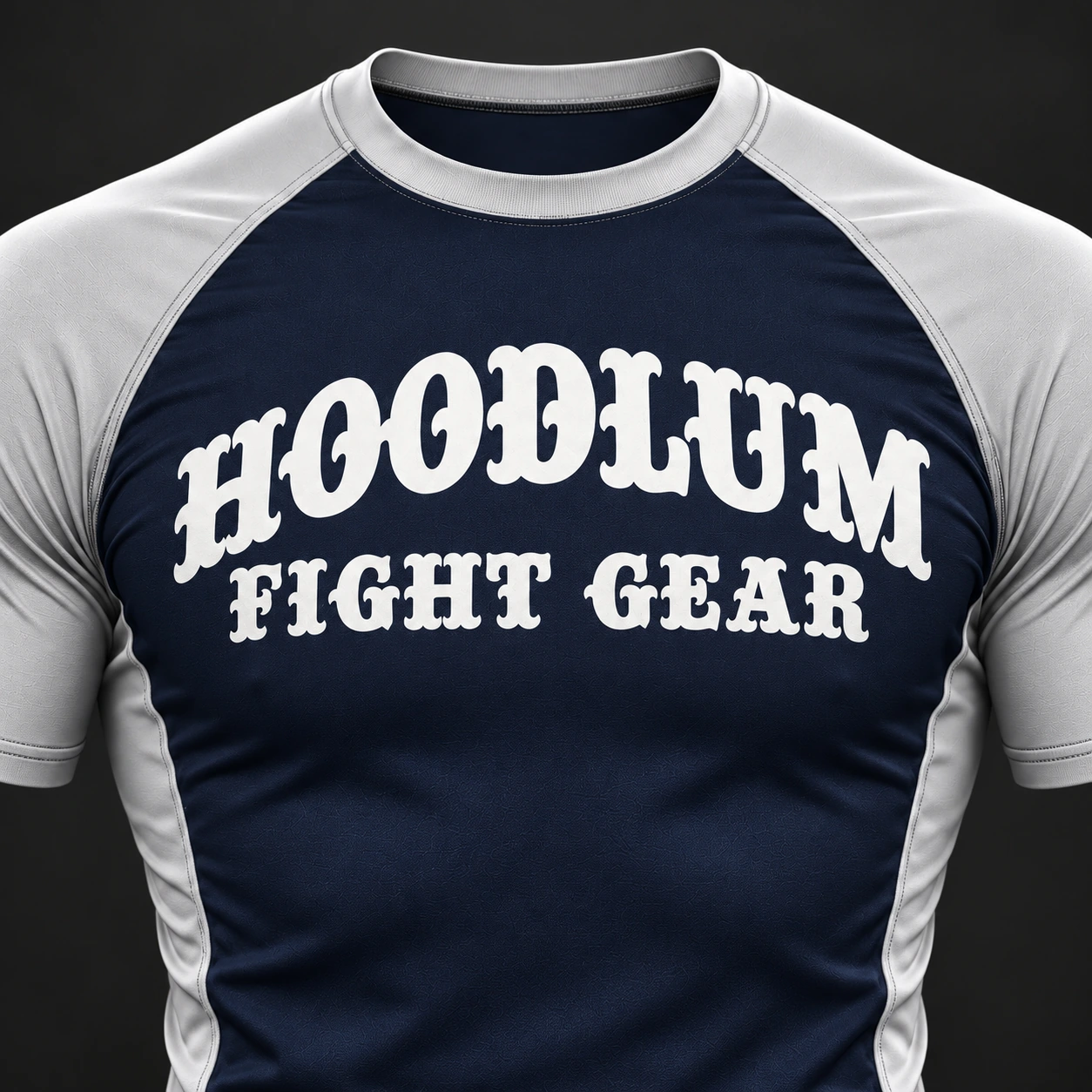 Beyond Ring Panel Rash Guard — Midnight / Ice — Branding detail (AI demo concept)