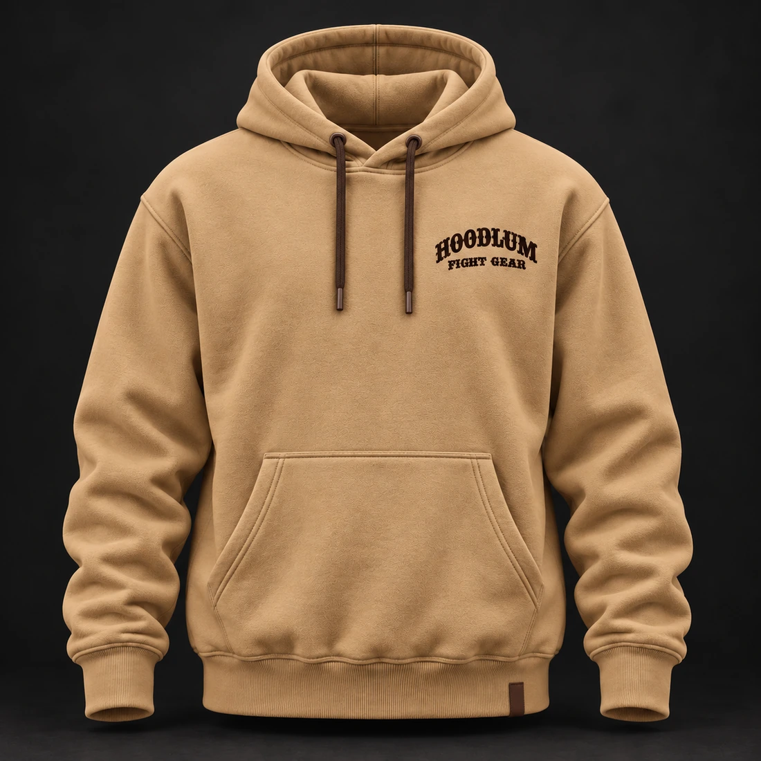 Beyond the Ring Hoodie — Camel / Espresso — Front view (AI demo concept)