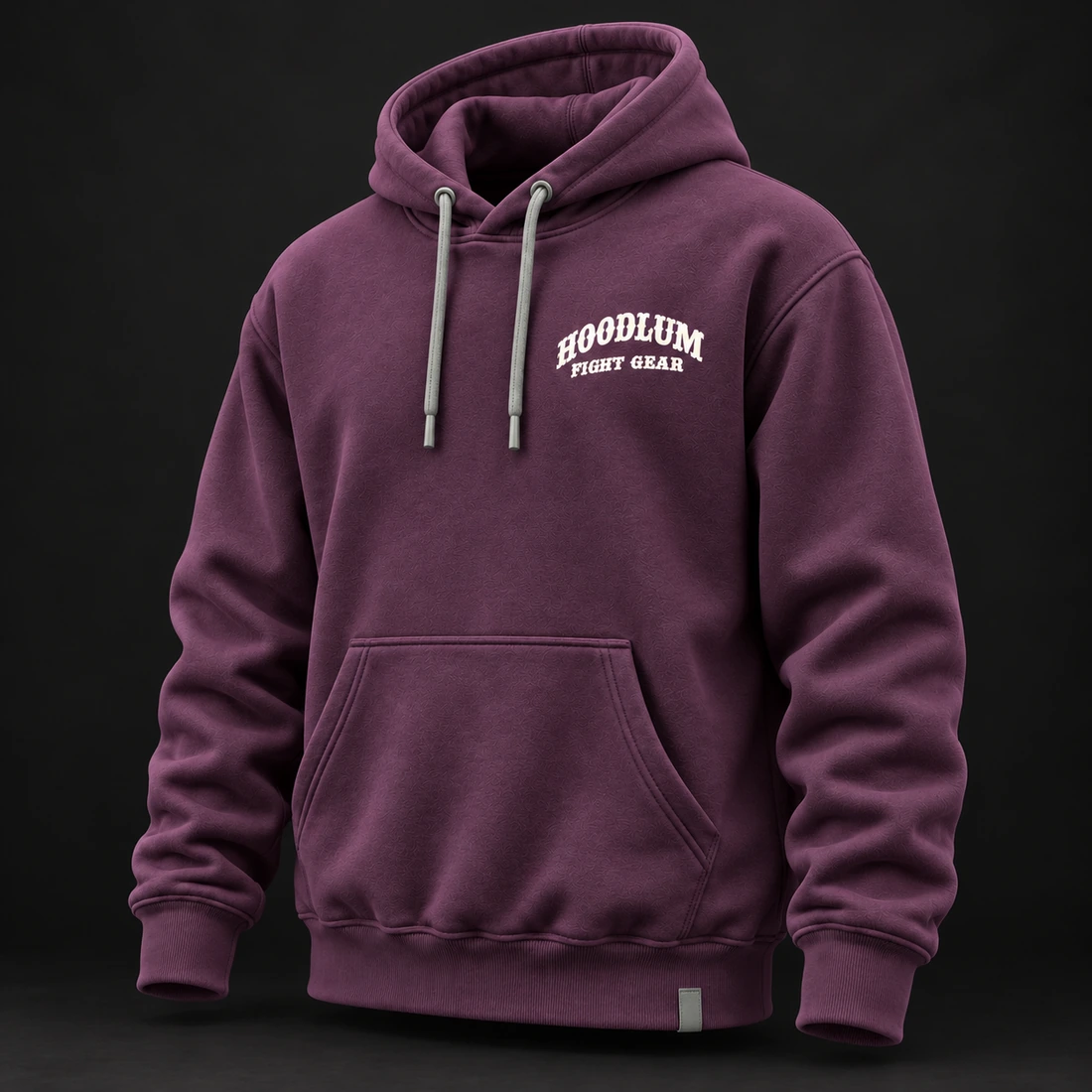 Beyond the Ring Hoodie — Plum / Pewter — Three-quarter view (AI demo concept)