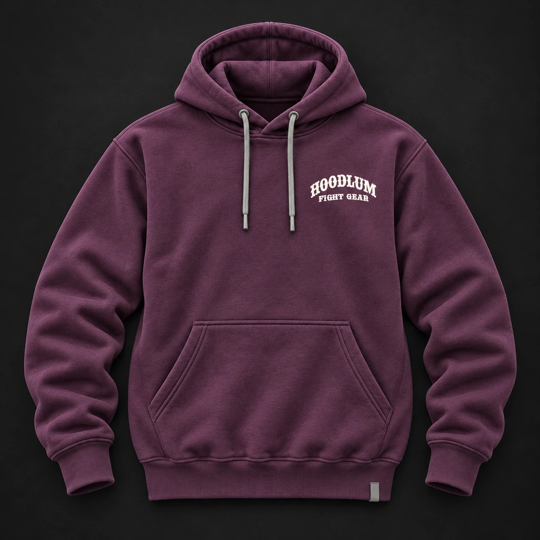 Beyond the Ring Hoodie — Plum / Pewter — Flat-lay view (AI demo concept)