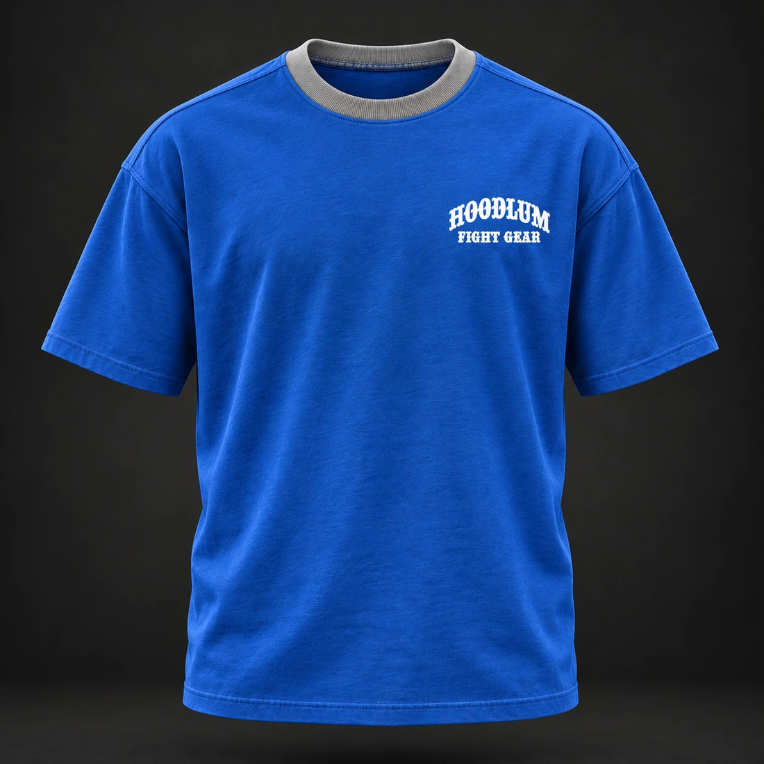 Beyond the Ring Tee — Cobalt / Steel — Front view (AI demo concept)