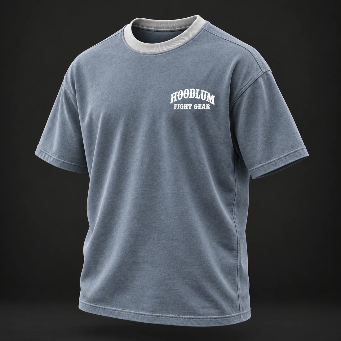 Beyond the Ring Tee — Slate / Glacier — Three-quarter view (AI demo concept)