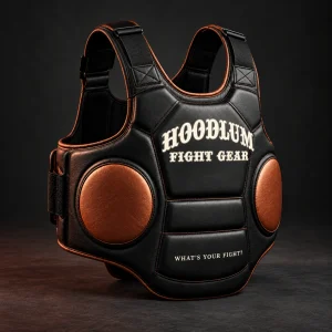 Body Protector — Black / Copper — Three-quarter view (AI demo concept)