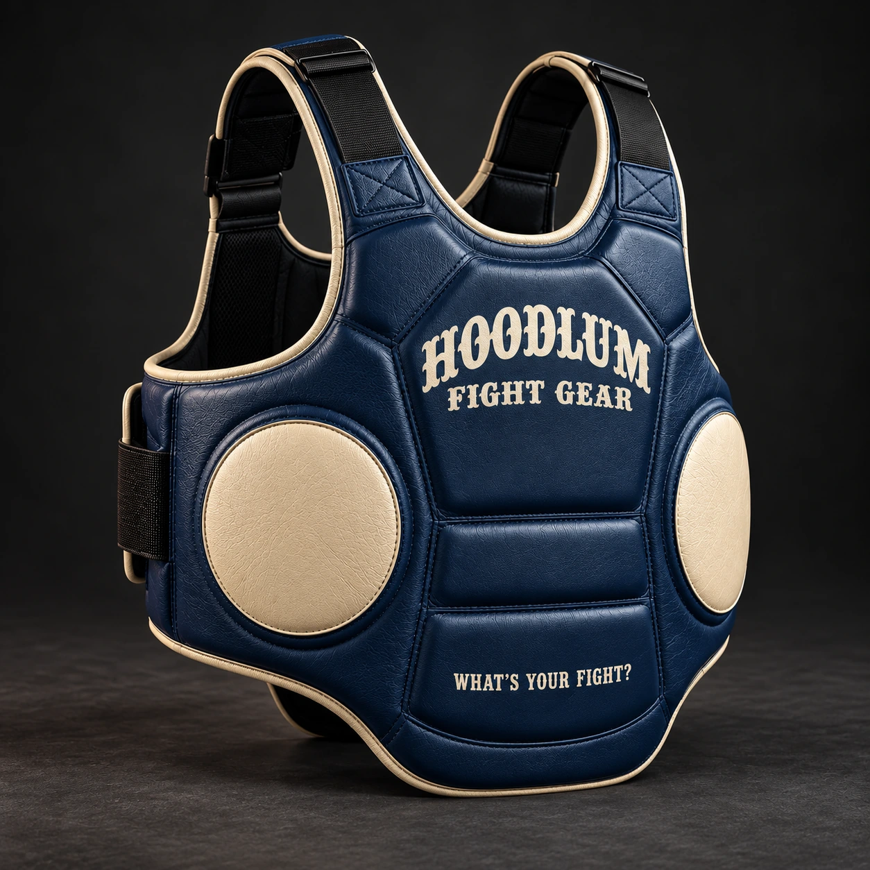 Body Protector — Marine / Bone — Three-quarter view (AI demo concept)