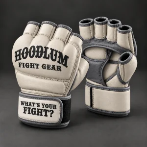 Cage Sparring Gloves — Bone / Graphite — Three-quarter view (AI demo concept)