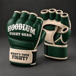 Cage Sparring Gloves — Forest / Sand — Three-quarter view (AI demo concept)