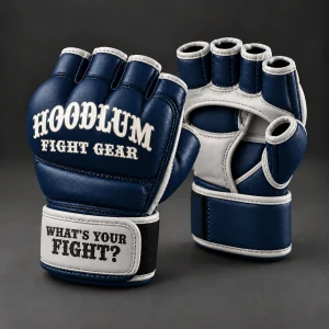 Cage Sparring Gloves — Midnight / Ice — Three-quarter view (AI demo concept)