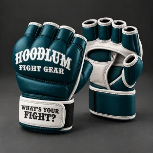 Cage Sparring Gloves — Petrol / Chalk — Three-quarter view (AI demo concept)