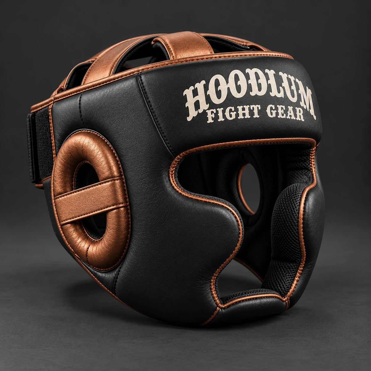 Cage Training Headgear — Black / Copper — Opposite-side view (AI demo concept)