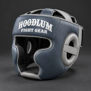 Cage Training Headgear — Slate / Glacier — Three-quarter view (AI demo concept)