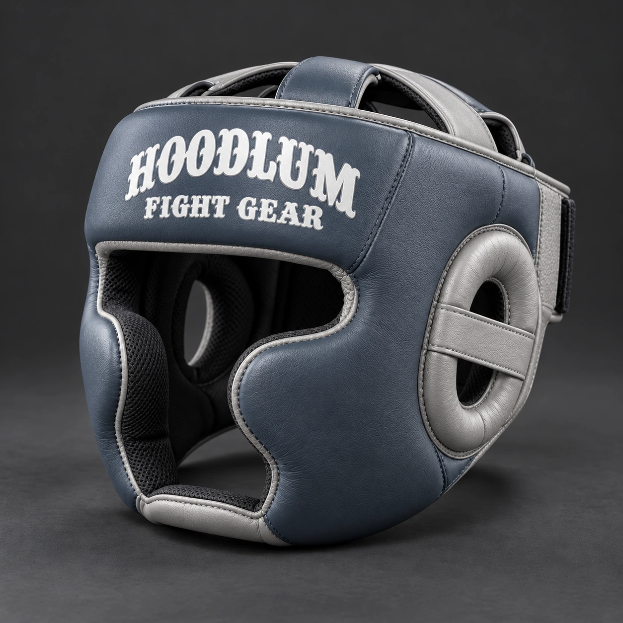 Cage Training Headgear — Slate / Glacier — Three-quarter view (AI demo concept)