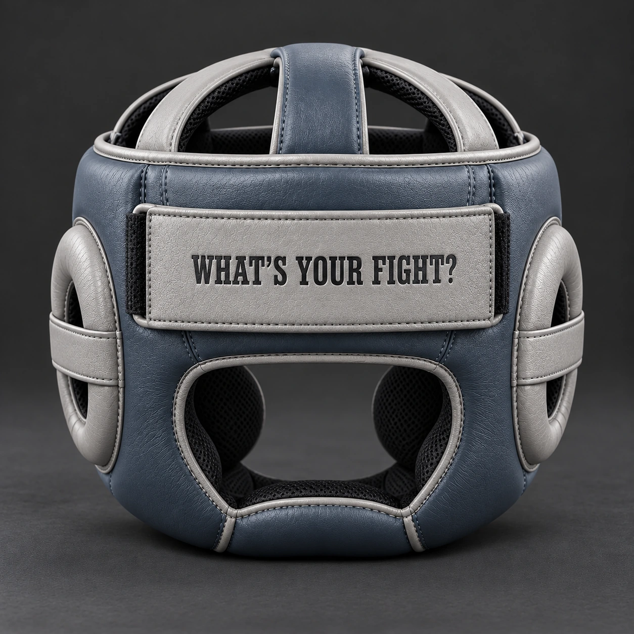 Cage Training Headgear — Slate / Glacier — Rear view (AI demo concept)