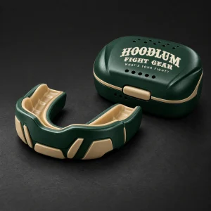 Compact Mouthguard — Forest / Sand — Three-quarter view (AI demo concept)