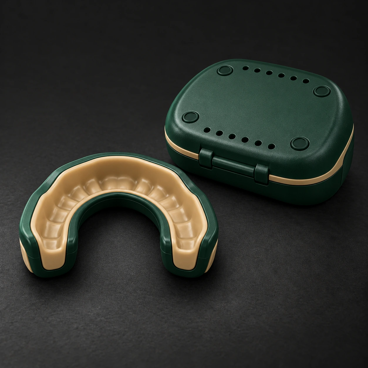 Compact Mouthguard — Forest / Sand — Rear view (AI demo concept)