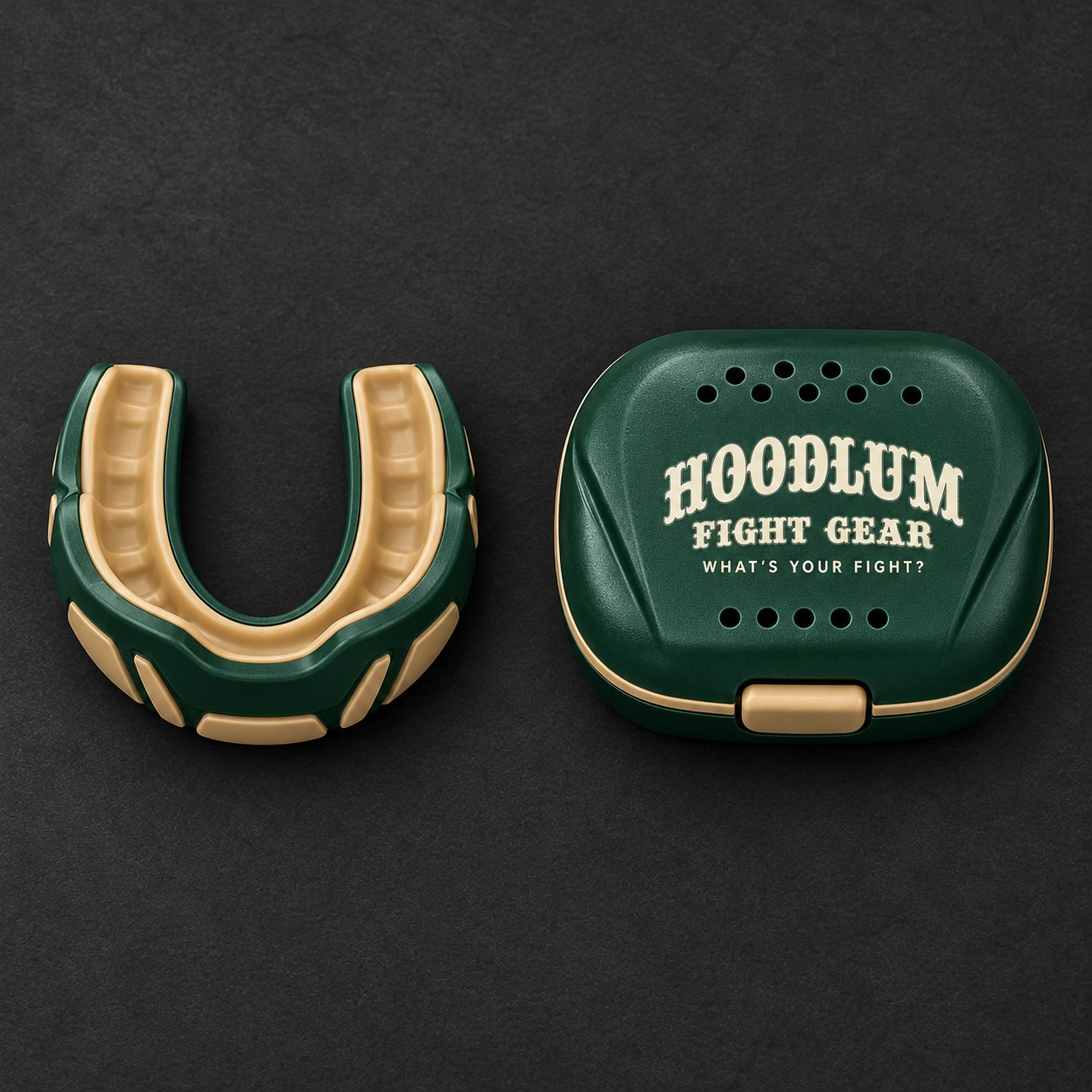 Compact Mouthguard — Forest / Sand — Top view (AI demo concept)