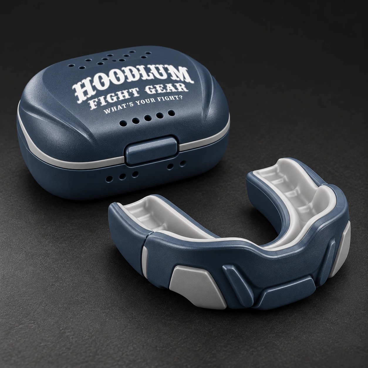 Compact Mouthguard — Slate / Glacier — Opposite-side view (AI demo concept)