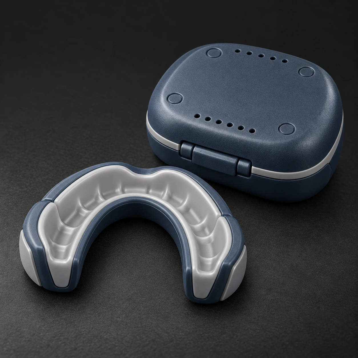 Compact Mouthguard — Slate / Glacier — Rear view (AI demo concept)