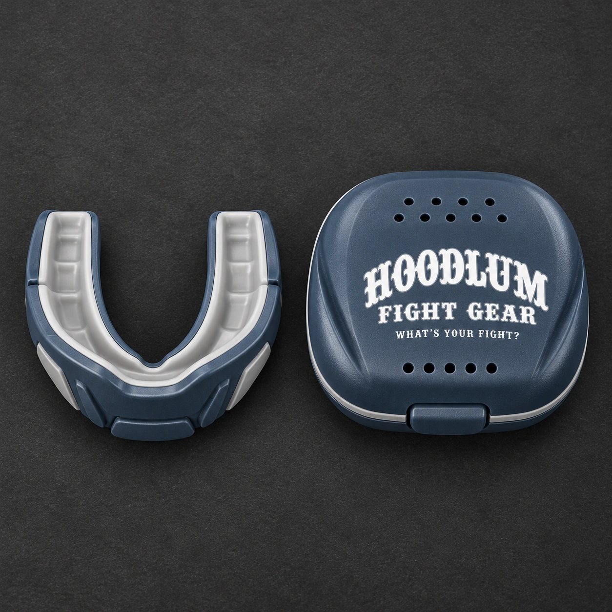 Compact Mouthguard — Slate / Glacier — Top view (AI demo concept)