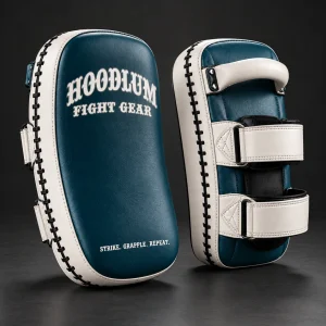 Compact Thai Pads — Petrol / Chalk — Three-quarter view (AI demo concept)