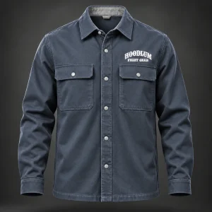Corner Crew Overshirt — Slate / Glacier — Front view (AI demo concept)