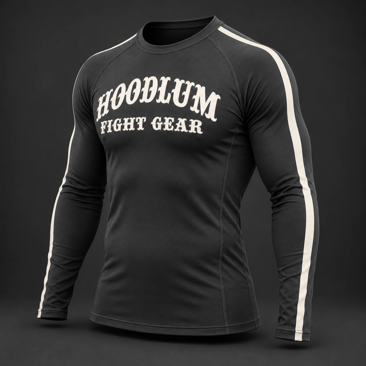 Courage Long Sleeve Rash Guard — Three-quarter view (AI demo concept)