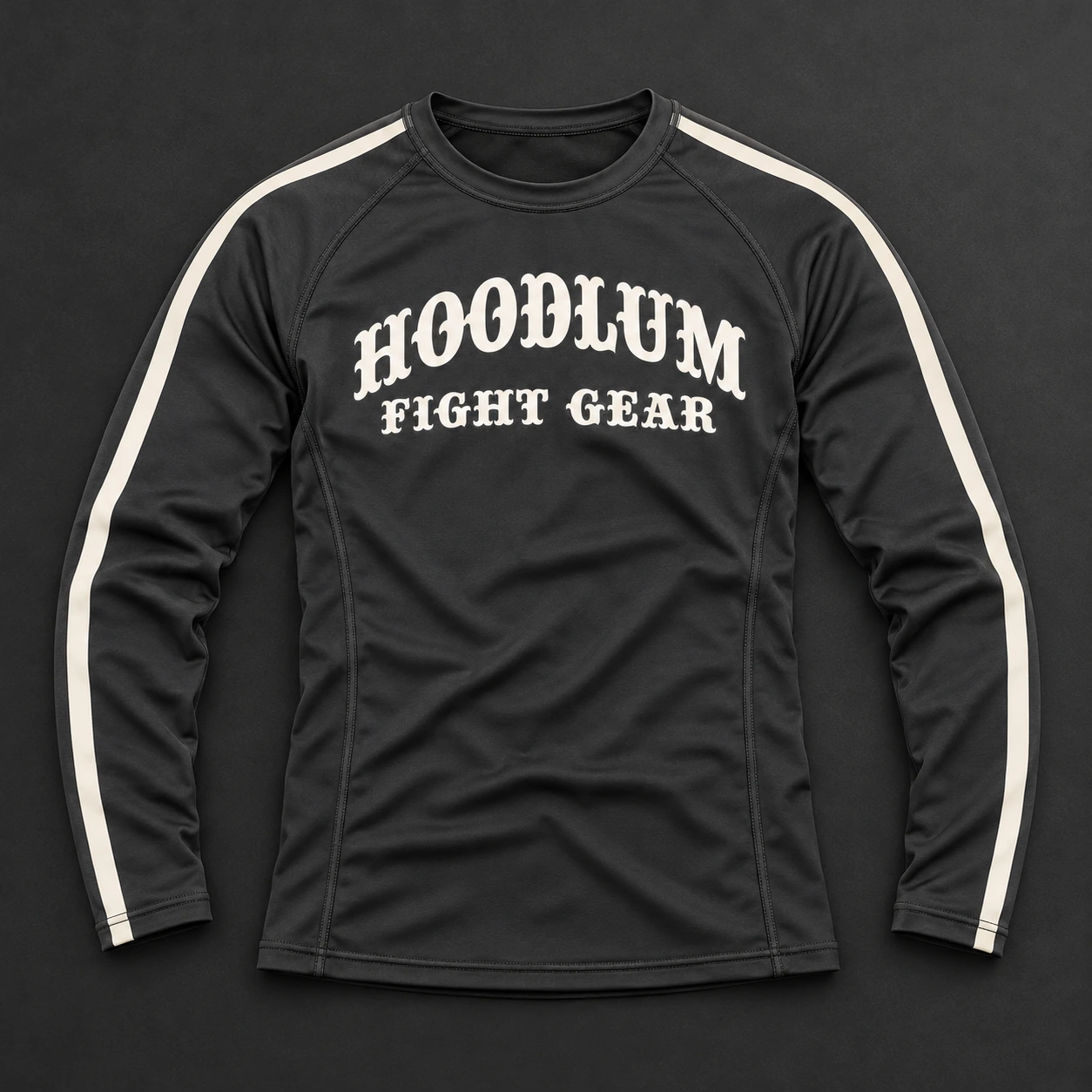 Courage Long Sleeve Rash Guard — Flat-lay view (AI demo concept)