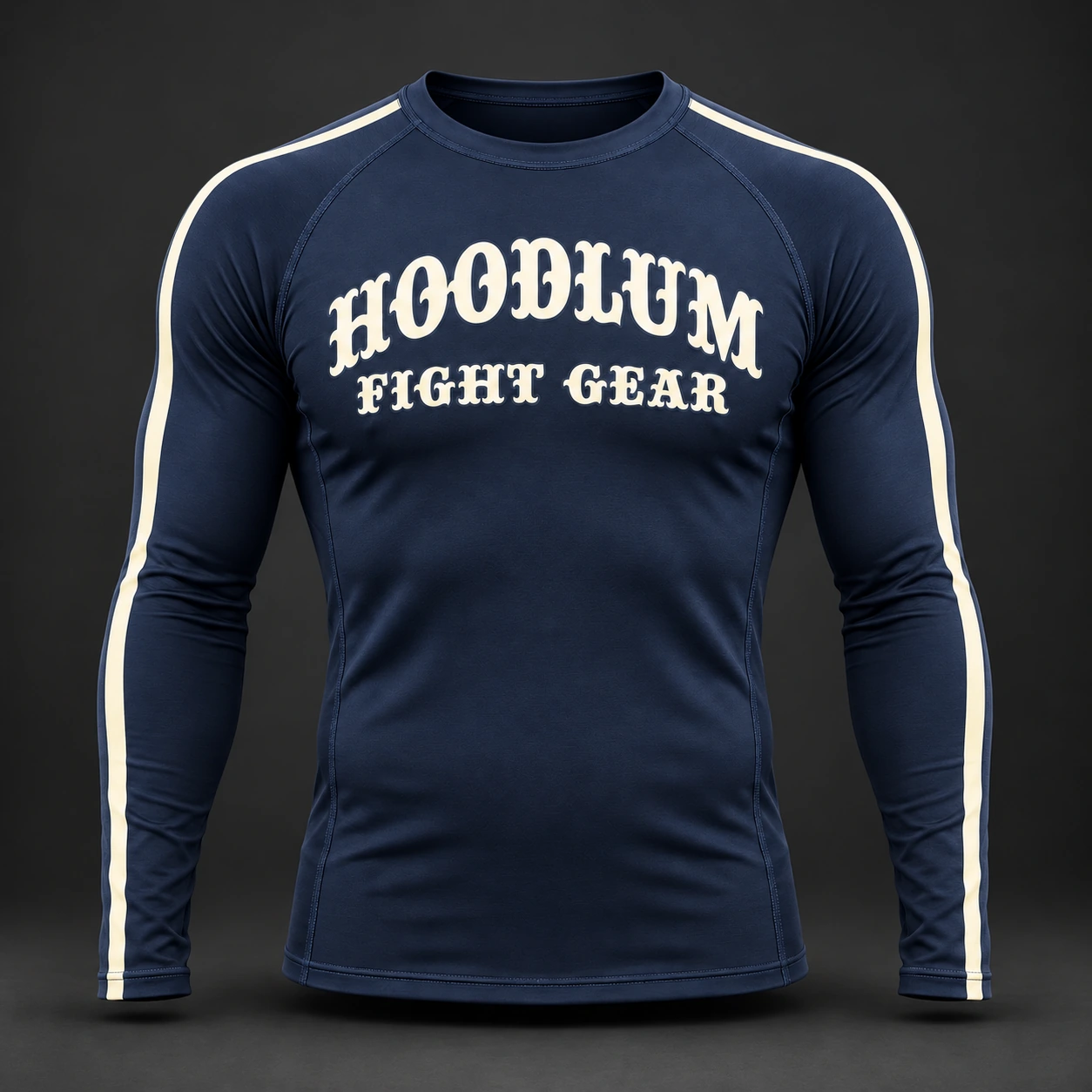 Courage Long Sleeve Rash Guard — Marine / Bone — Front view (AI demo concept)