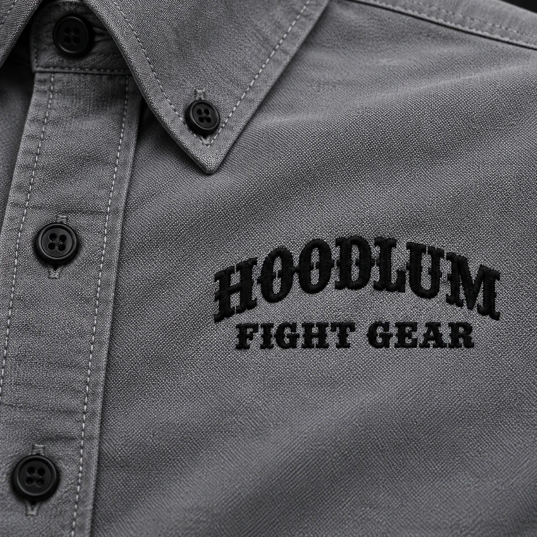 Courage Oxford Shirt — Branding detail (AI demo concept)