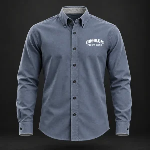 Courage Oxford Shirt — Slate / Glacier — Front view (AI demo concept)