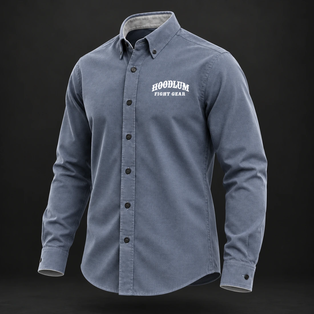 Courage Oxford Shirt — Slate / Glacier — Three-quarter view (AI demo concept)