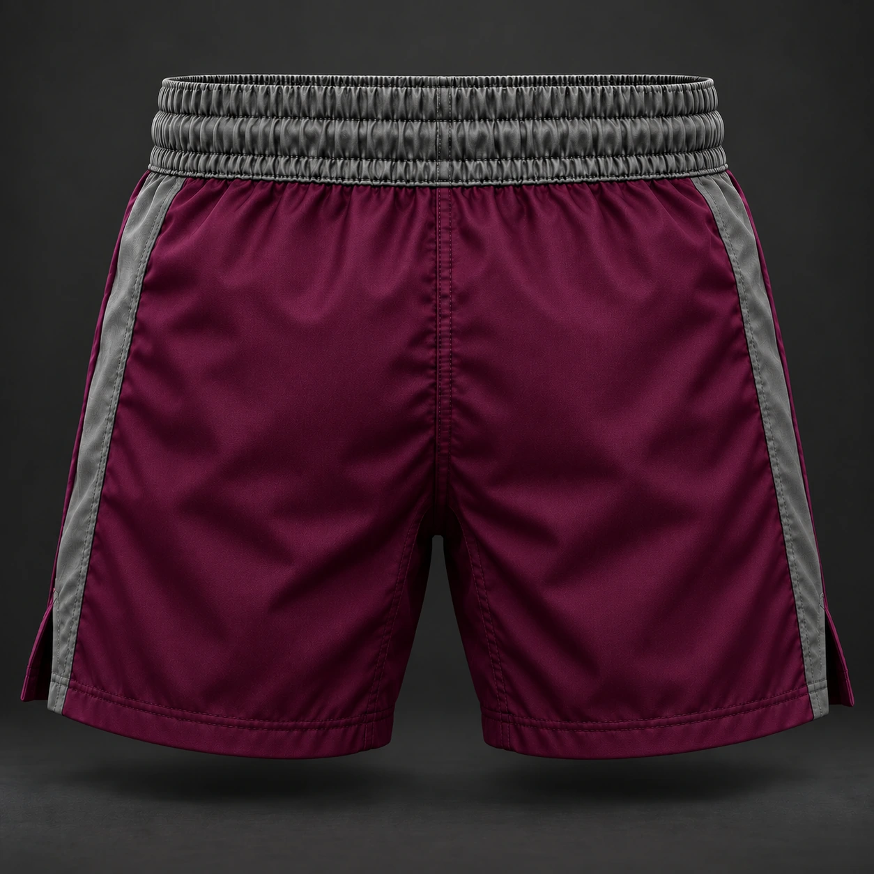 Crimson Corner Shorts — Plum / Pewter — Back view (AI demo concept)