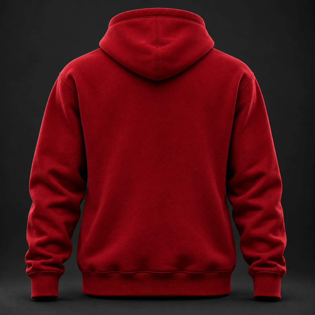 Crimson Fight Spirit Hoodie — Back view (AI demo concept)