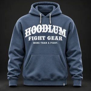 Crimson Fight Spirit Hoodie — Slate / Glacier — Front view (AI demo concept)