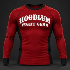 Crimson Grappling Rash Guard — Front view (AI demo concept)