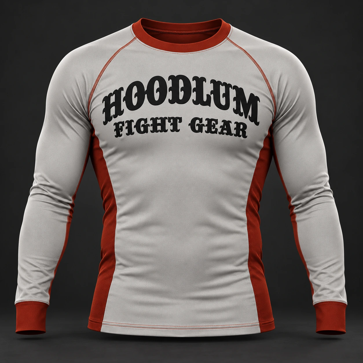 Crimson Grappling Rash Guard — Stone / Rust — Front view (AI demo concept)